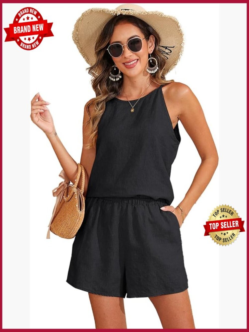 Linen 2 Piece Short Set Sleeveless Halter Top High Waist Shorts Lounge Outfit